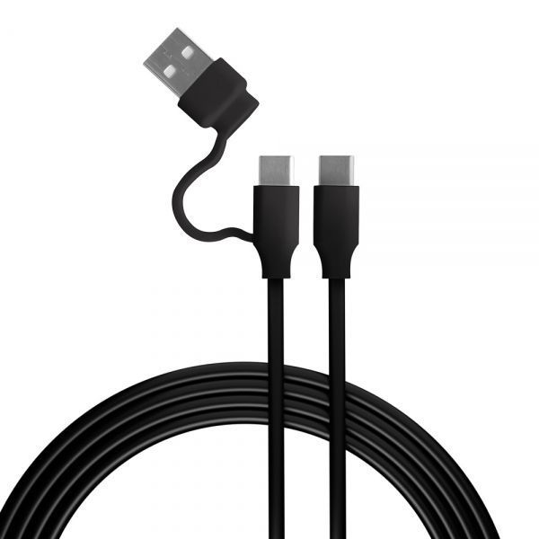 297602_1 FR-TEC Cable de Carga USB-C a USB-C con Adaptador USB-A - Compatible con los Puertos PS5 - Longitud 3m - Color Negro - Imagen 1