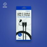 FR-TEC Cable de Carga USB-C a USB-C con Adaptador USB-A - Compatible con los Puertos PS5 - Longitud 3m - Color Negro - Imagen 5