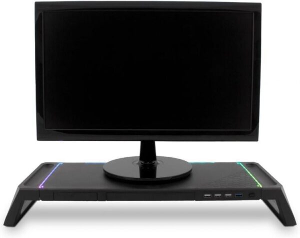 DeepGaming SN06 Soporte para Monitor - Ajustable 2 Alturas - Iluminacion RGB - 3 Puertos USB 2.0 + 1 Puerto USB 3.0 - Color Negro - Imagen 3