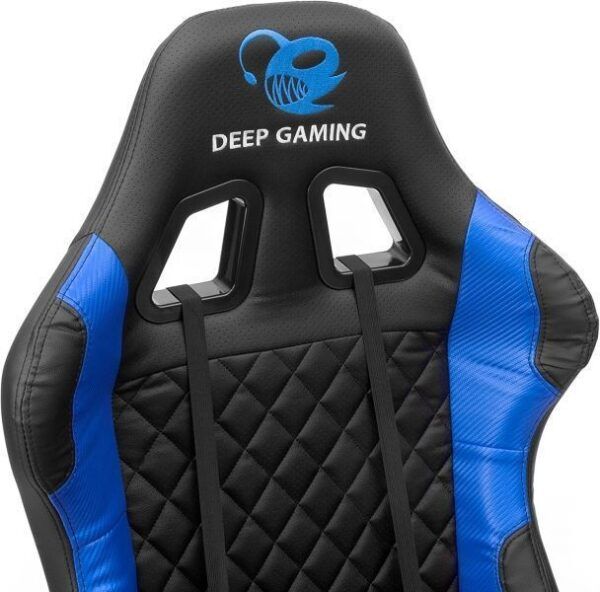 DeepGaming DeepCommand2 Silla Gaming - Reposabrazos - Ruedas de Silicona - Asiento Ergonómico - Cojín Lumbar y Cervical - Base Metal - Color Negro/Azul - Imagen 3