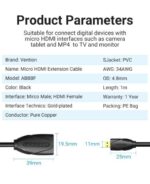 Vention CableTech Micro HDMI Cable de Alta Calidad - Cobre Libre de Oxigeno - 34AWG - Color Negro - Imagen 5