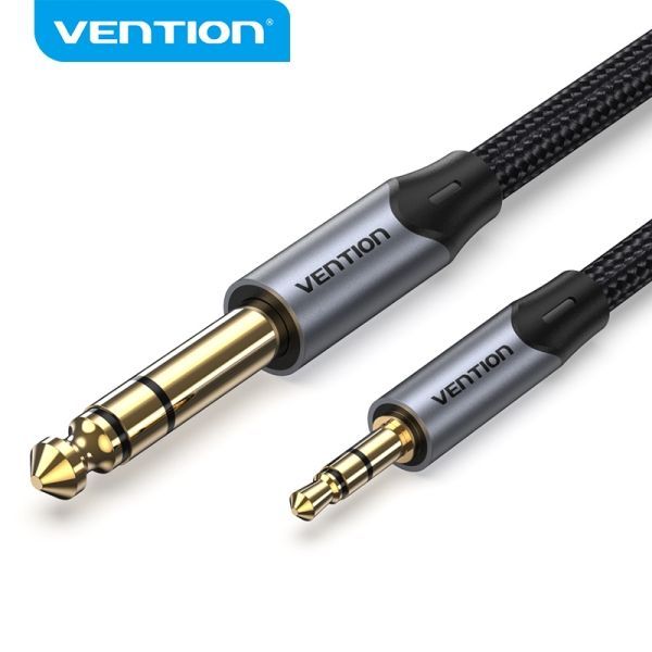 299137_1 Vention Cable de Conexion Stereo - Jack 3.5mm a Jack 6.3mm - Contactos Dorados - Hilo de Cobre Estañado - Aislamiento PVC - Color Gris - Imagen 1