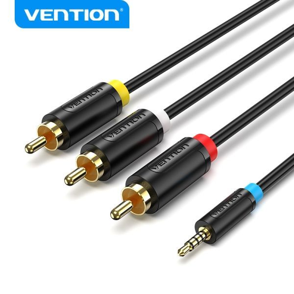 299187_1 Vention Cable Jack 2.5 mm a 3 RCA - Conexion Versatil - Compatible con TV Antiguas - Color Negro - Imagen 1