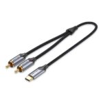 Vention Cable USB-C a 2 RCA - Cancelacion de Ruido Alta Fidelidad - Blindaje Multiple - Chip Audio Alta Gama - Color Gris - Imagen 2