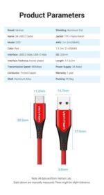 Vention Cable USB 2.0 A-C 3A - Carga Rapida 3A - Compatible Huawei FCP/QC - Nylon Trenzado Duradero - Transferencia 480 Mbps - Color Rojo - Imagen 5