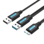 Vention Cable USB 3.0 A-Micro-B Alta Velocidad 5Gbps - Conductor de Cobre Esmaltado - Fuente de Alimentacion 3A - Color Negro