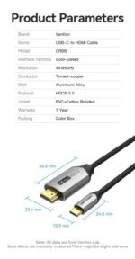 Vention Cable USB-C a HDMI 4K - Alta Resolucion 4K@60Hz - Plug & Play - Conectores Chapados en Oro - Color Negro - Imagen 5