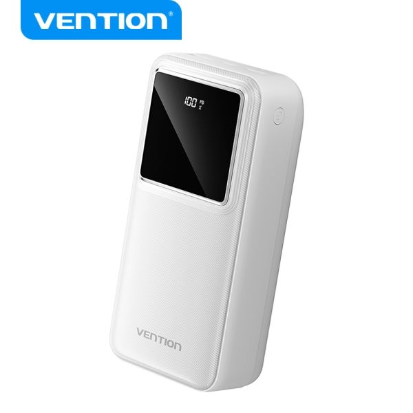 299452_1 Vention Powerbank 30000mAh - Carga Rapida 22.5W - USB-C/USB-A/Micro-USB - Pantalla LED - Ligero y Seguro - Color Blanco - Imagen 1