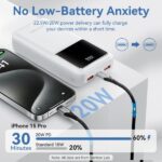 Vention Powerbank 30000mAh - Carga Rapida 22.5W - USB-C/USB-A/Micro-USB - Pantalla LED - Ligero y Seguro - Color Blanco - Imagen 3