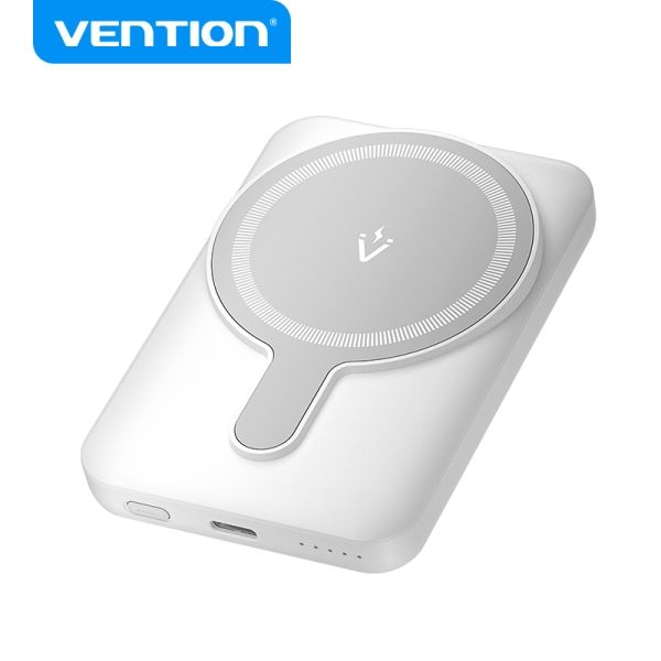 299497_1 Vention PowerBank 5000mAh Magnetico Inalambrico - USB-C Dual - 20W - Display Luminoso - Carga Rapida - Material Resistente - Color Blanco - Imagen 1