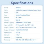 Vention PowerBank 5000mAh Magnetico Inalambrico - USB-C Dual - 20W - Display Luminoso - Carga Rapida - Material Resistente - Color Blanco - Imagen 5