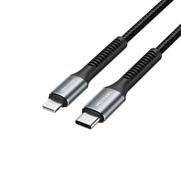 299527_1 Vention Cable de Carga Lightning/USB-C - Velocidad 480Mbps - Material Aluminio/PVC - Potencia 60W - Color Negro - Imagen 1