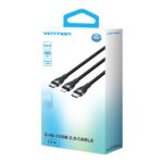 Vention Cable de Carga USB-C a USB-C y Lightning - 480Mbps - Aluminio/PVC - 3A/27W/60W - Color Negro - Imagen 4
