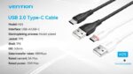 Vention Cable de Carga USB-A/USB-C - 480Mbps - 3A - 15W Max - Color Blanco - Imagen 2