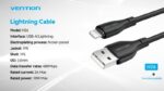 Vention Cable de Carga USB-A/Lightning - TPE Duradero - Transferencia 480Mbps - Alimentacion 2A - Potencia 10W Max - Color Negro - Imagen 2