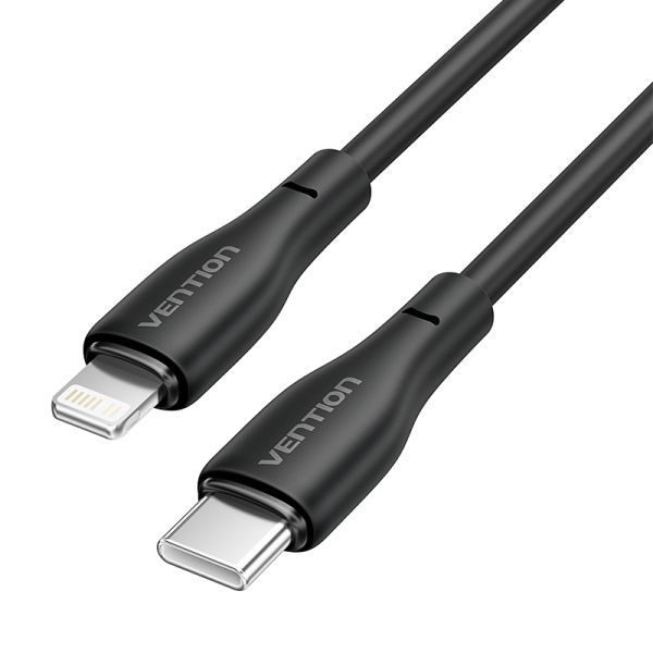 299562_1 Vention Cable de Carga USB-C/Lightning - TPE Duradero - Transferencia 480Mbps - Alimentacion 3A - Potencia 27W - Color Negro - Imagen 1
