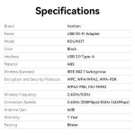 Vention KDUB0 Adaptador USB Wi-Fi AC650 - Dual Band - Antena 6dBi - Conexion Rapida y Estable - Facil Instalacion - Color Negro - Imagen 5