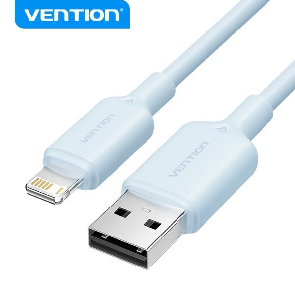 299807_1 Vention Cable USB 2.0 Lightning - Conector Nickel Plateado - Transmision 480Mbps - Color Azul - Imagen 1