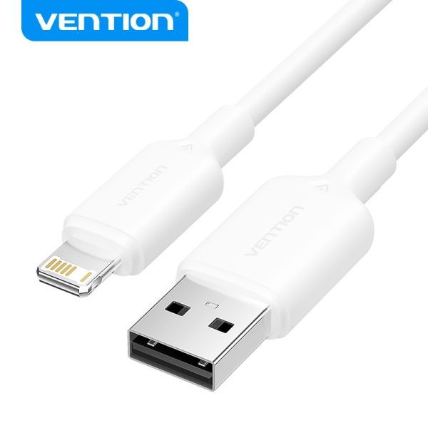 299817_1 Vention Cable USB 2.0 Lightning - Transmision 480Mbps - Salida 2.4A - Conductor Bronce Enlatado - Color Blanco - Imagen 1