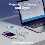 Vention Cable USB 2.0 Lightning - Transmision 480Mbps - Salida 2.4A - Conductor Bronce Enlatado - Color Blanco - Imagen 4