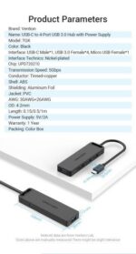Vention Hub USB C 4 Puertos - Alta Velocidad 5 Gbps - Compatible OTG - Amplia Compatibilidad - Color Negro - Imagen 5
