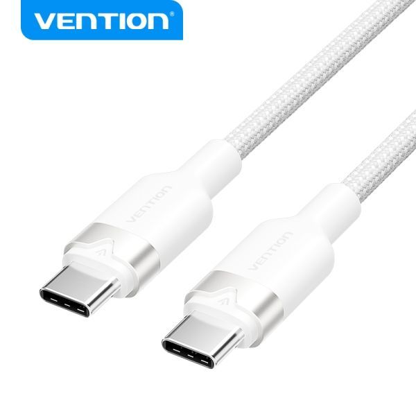 299967_1 Vention Cable USB 2.0 Niquelado - 60W - 3A - 480Mbps - 2m - PVC + Aluminio - Color Blanco - Imagen 1