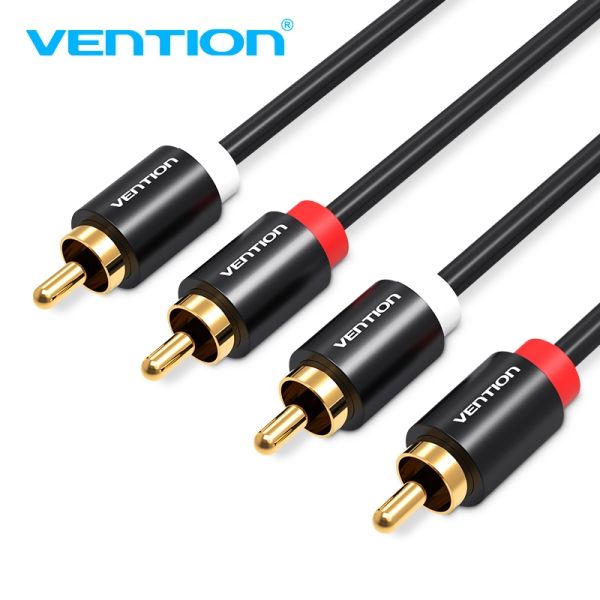 299972_1 Vention Cable RCA Estereo - Interfaz Dorada Plateada - Conductor de Bronce Esmaltado - Material de Aluminio y PVC - Color Negro - Imagen 1