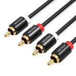 Vention Cable RCA Estereo - Interfaz Dorada Plateada - Conductor de Bronce Esmaltado - Material de Aluminio y PVC - Color Negro - Imagen 2