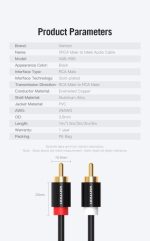 Vention Cable RCA Estereo - Interfaz Dorada Plateada - Conductor de Bronce Esmaltado - Material de Aluminio y PVC - Color Negro - Imagen 5