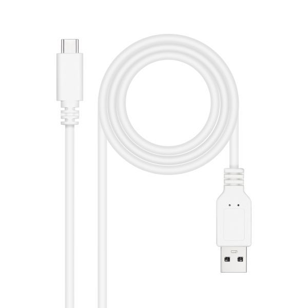 300072_1 Nanocable Cable 2.0 3A USB-C Macho a USB-A Macho - Longitud 0.50m - Color Blanco - Imagen 1