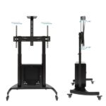 Tooq Narnia Soporte de Suelo con Ruedas para Pantallas de 60-100" - Armario Inferior y Bandeja Superior Regulable para Webcam - Ruedas con Sistema de Bloqueo - Peso Max 100kg - VESA Max 1000x600 - Color Negro - Imagen 2