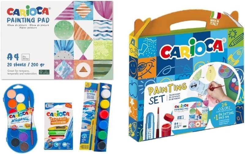 300932_1 Carioca Painting Set Pack con 12 Acuarelas, 6 Temperas y 6 Temperas Solidas + Bloc con 20 Hojas A4 - Colores Surtidos - Imagen 1