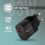 NGS Bud 33W Cargador GaN Universal de Pared 33W Ultrarapido - 1x USB-C PD & PPS, 1x USB-A QC 3.0 - Color Negro - Imagen 5