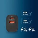 NGS Bud 45W Cargador GaN Universal de Pared 45W Ultrarapido - 1x USB-C PD & PPS, 1x USB-A QC 3.0 - Color Negro - Imagen 4