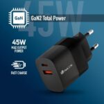 NGS Bud 45W Cargador GaN Universal de Pared 45W Ultrarapido - 1x USB-C PD & PPS, 1x USB-A QC 3.0 - Color Negro - Imagen 5