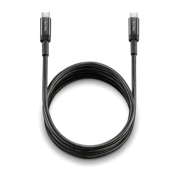 301237_1 NGS Cable 2.0 USB-C Macho a USB-C Macho - Carga Ultrarapida hasta 65W - Longitud 2m - Color Negro - Imagen 1