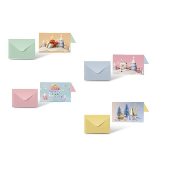 301302_1 Bismark Pack de 24 Tarjetas de Felicitacion Navideña con Sobre Pastel - Tamaño Tarjeta 12.5x17.5cm - Diseños Variados Pastel - Imagen 1