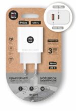 TechOneTech Cargador de Pared PD 65W con 1 Puerto USB-C + 1 Puerto USB-A