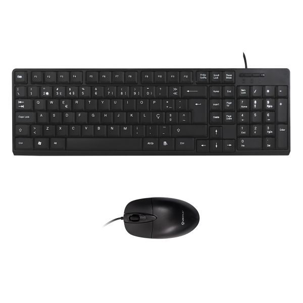 302402_1 Unykach Pack de Teclado 105 Teclas, USB + Raton 1200ppp, 3 Botones, Uso Ambidiestro - Idioma Portugues - Color Negro - Imagen 1