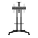 Unykach Soporte de Suelo con Ruedas para Pantallas 32"-75" - Bloqueo de Ruedas - Dos Bandejas - Peso Max 45Kg - VESA 600X400mm - Color Negro