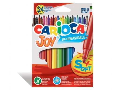 303152_1 Carioca Joy Pack de 24 Rotuladores - Tinta Superlavable - Punta Fina 2.8mm - Punta Bloqueada - Tapa Ventilada - Color Varios - Imagen 1