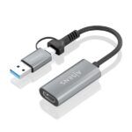 Aisens Conversor Aluminio USB-A+USB-C a HDMI 1080P@60HZ - USB-A/M+USB-C/M-HDMI/H - 15cm - Color Gris - Imagen 2