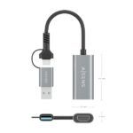Aisens Conversor Aluminio USB-A+USB-C a HDMI 1080P@60HZ - USB-A/M+USB-C/M-HDMI/H - 15cm - Color Gris - Imagen 4