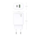 Aisens Cargador GaN 20W - 1xUSB-C PD3.0 - 1xUSB-A QC3.0 - Color Blanco - Imagen 4