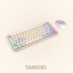 FR-TEC Tanooki Cozy Pack de Teclado Inalambrico Bluetooth y 2.4GHz + Raton Inalambrico Bluetooth y 2.4GHz 1600dpi, 3 Botones, Uso Ambidiestro - Pegatinas Incluidas - Colores Pastel - Imagen 2