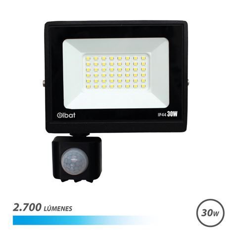 304587_1 Elbat Serie Slim Foco LED 30W con Sensor de Movimiento - 2700 Lumenes - 6500K Luz Fria - IP44 - Imagen 1