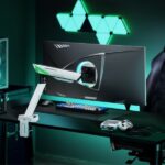 Aisens Soporte de Mesa Gaming Contrapeso Giratorio e Inclinable Para Monitor-TV 16kg - 3 Pivotes - 1 Brazo- 17"-49" - Color Blanco - Imagen 4
