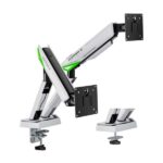 Aisens Soporte de Mesa Gaming Contrapeso Giratorio e Inclinable Para Monitor-TV 16kg - 3 Pivotes - 2 Brazos - 17"-38" - Color Blanco