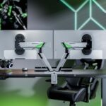 Aisens Soporte de Mesa Gaming Contrapeso Giratorio e Inclinable Para Monitor-TV 16kg - 3 Pivotes - 2 Brazos - 17"-38" - Color Blanco - Imagen 5