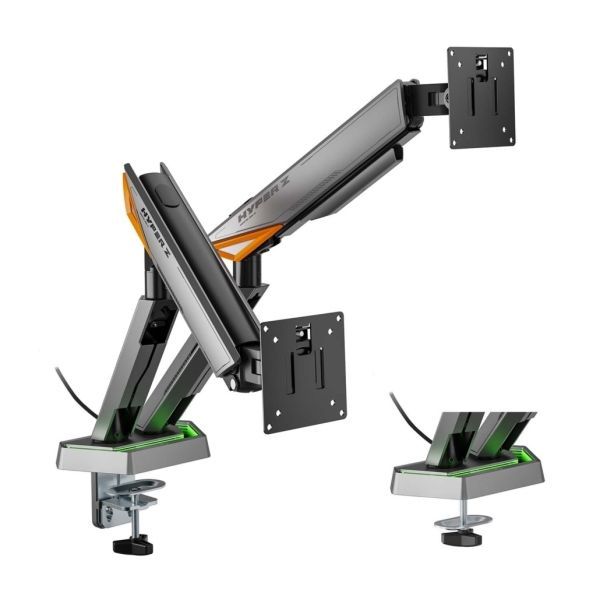 305222_1 Aisens Soporte de Mesa RGB Gaming Contrapeso Giratorio e Inclinable Para Monitor-TV 16kg - 3 Pivotes - 2 Brazos - 17"-38" - Color Negro - Imagen 1